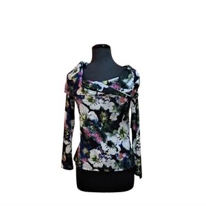 RACHEL Rachel Roy Floral Blouse - Black and White